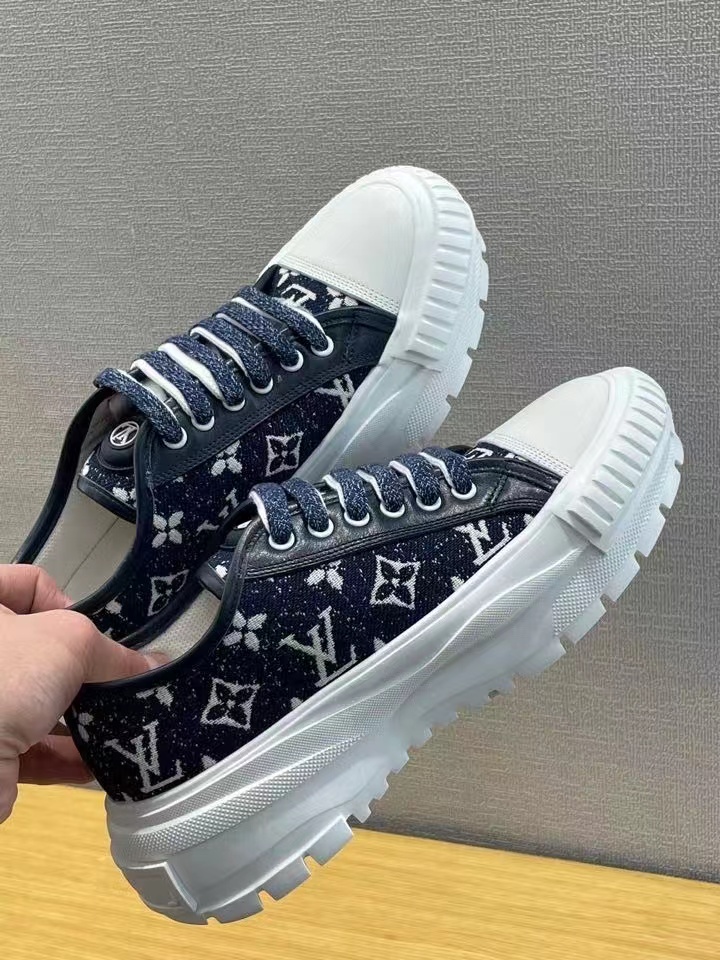 Louis Vuitton Squad Sneaker Monogram Denim Black For Women LV - Soul Replicas