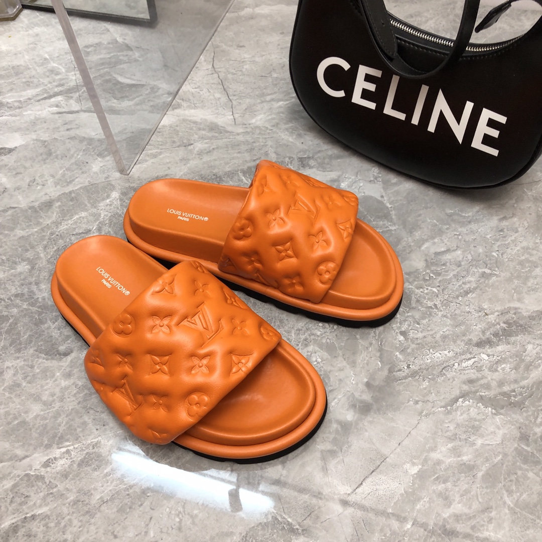 Louis Vuitton Women's Pool Pillow Flat Comfort Mule Orange For Women LV - Soul Replicas
