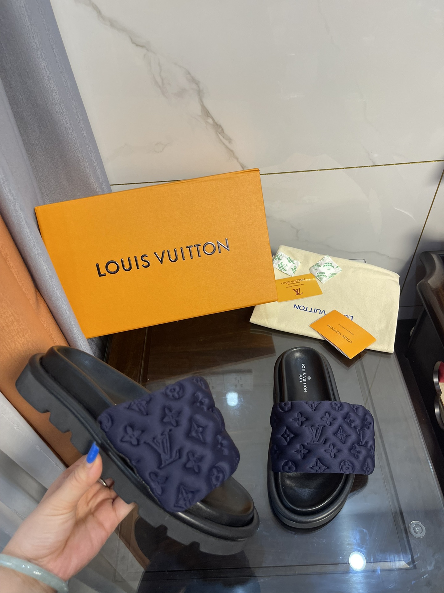 Louis Vuitton Women's Pool Pillow Comfort Flat Mule Blue For Women LV - Soul Replicas