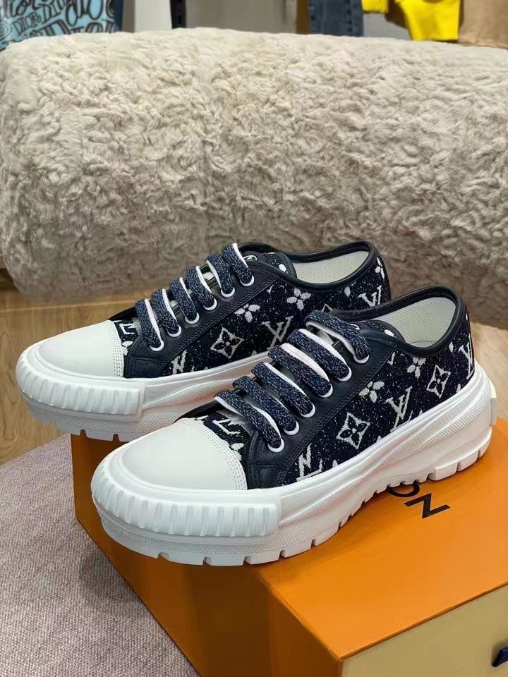 Louis Vuitton Squad Sneaker Monogram Denim Black For Women LV - Soul Replicas