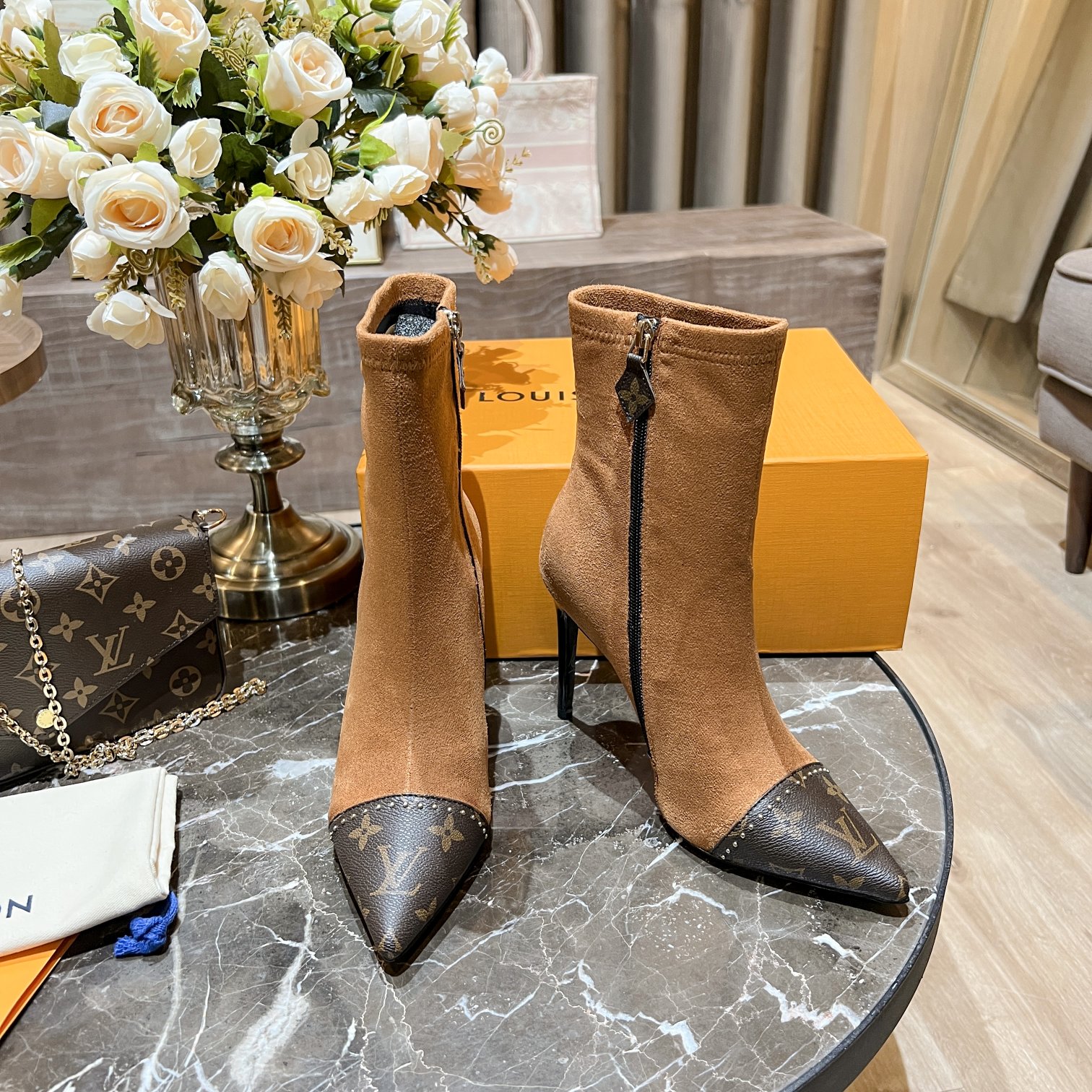 Louis Vuitton Women's Cherie Ankle Boots Beige For Women LV - Soul Replicas