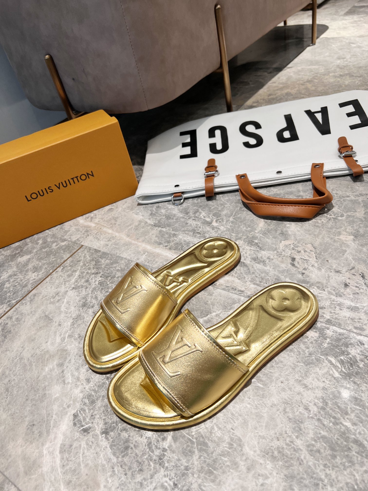 Louis Vuitton Women's Magnetic Flat Mule Gold For Women LV - Soul Replicas
