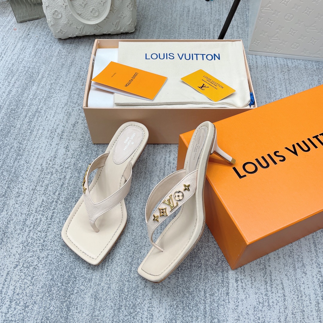 Louis Vuitton Women's Signature Thong Beige For Women LV - Soul Replicas