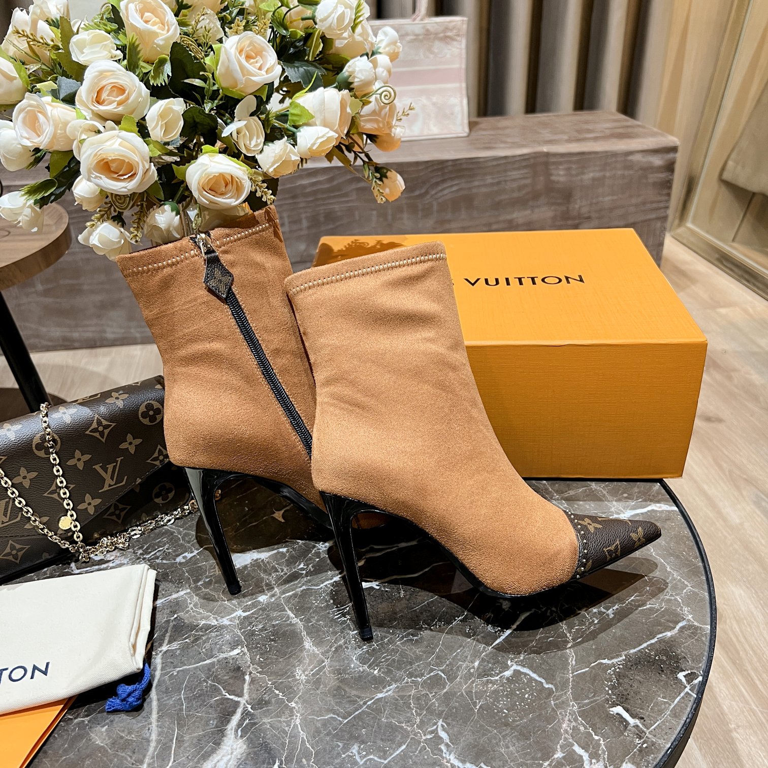 Louis Vuitton Women's Cherie Ankle Boots Beige For Women LV - Soul Replicas