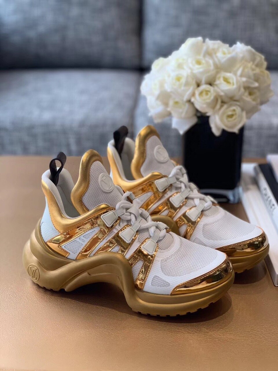 Louis Vuitton LV Archlight Sneaker Monogram Material White/Gold For Women LV - Soul Replicas