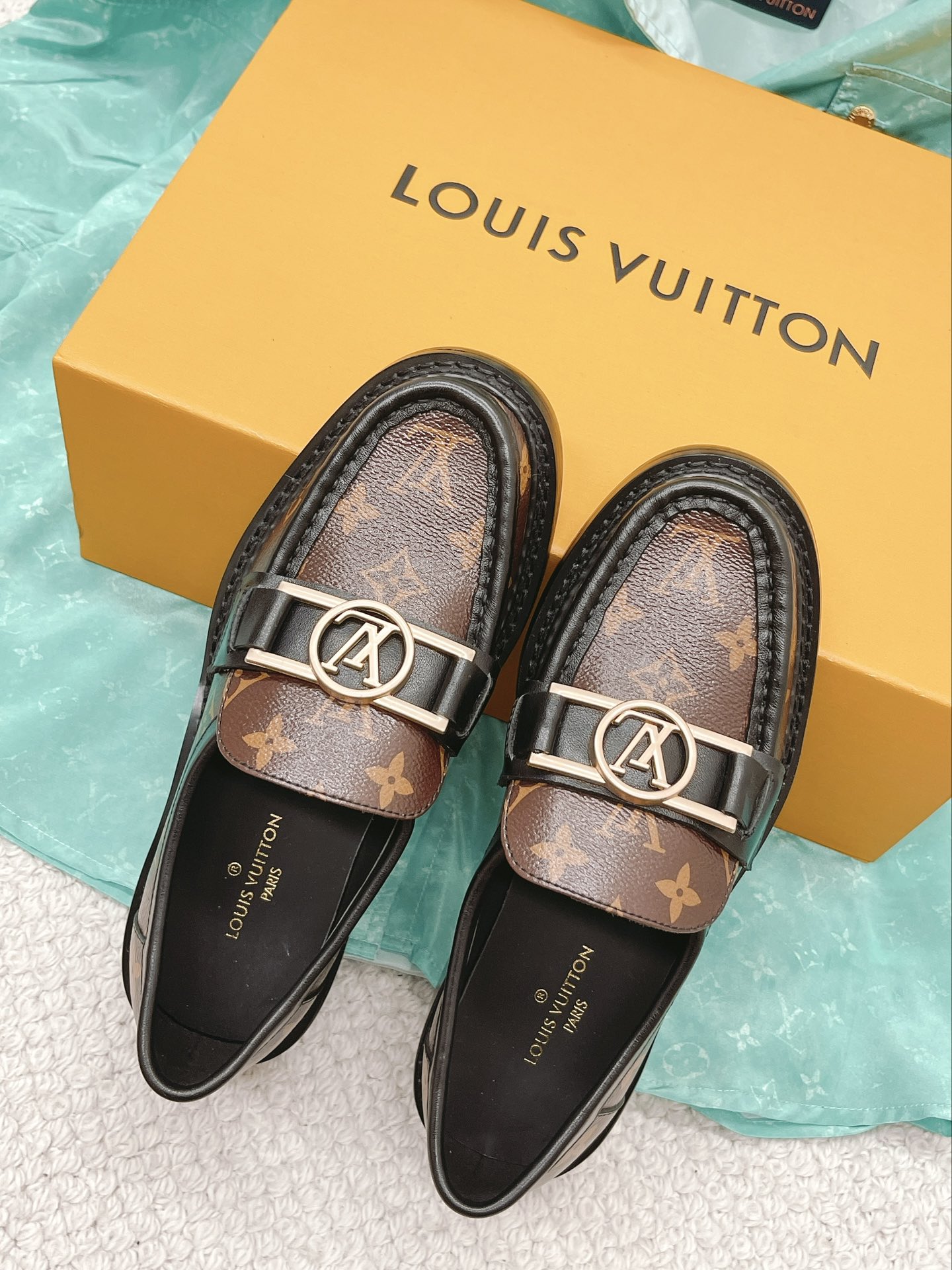 Louis Vuitton Women's Academy Loafer Gold Toned Hardware Brown For Women LV - Soul Replicas