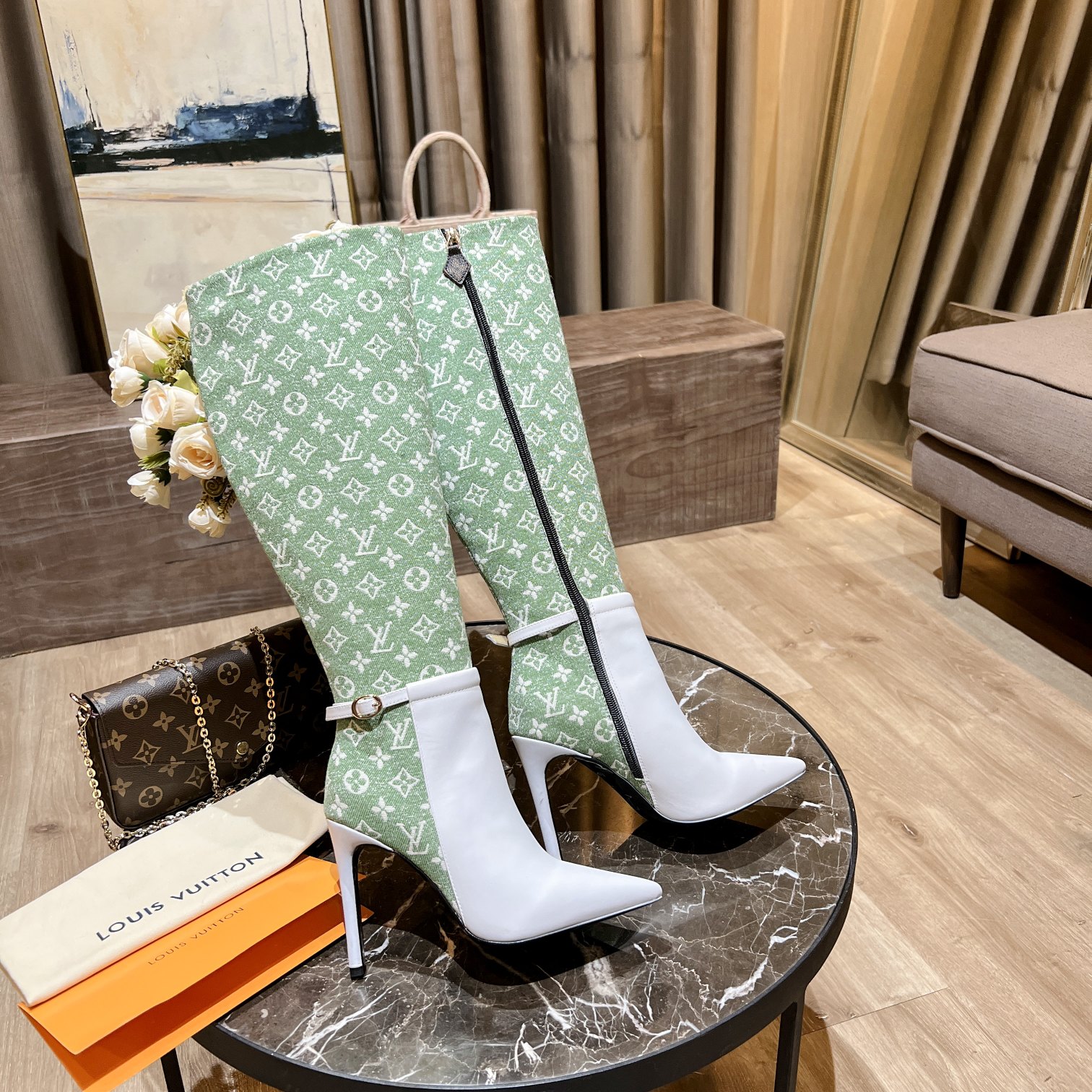 Louis Vuitton Women's Bottine Silhouette Green For Women LV - Soul Replicas