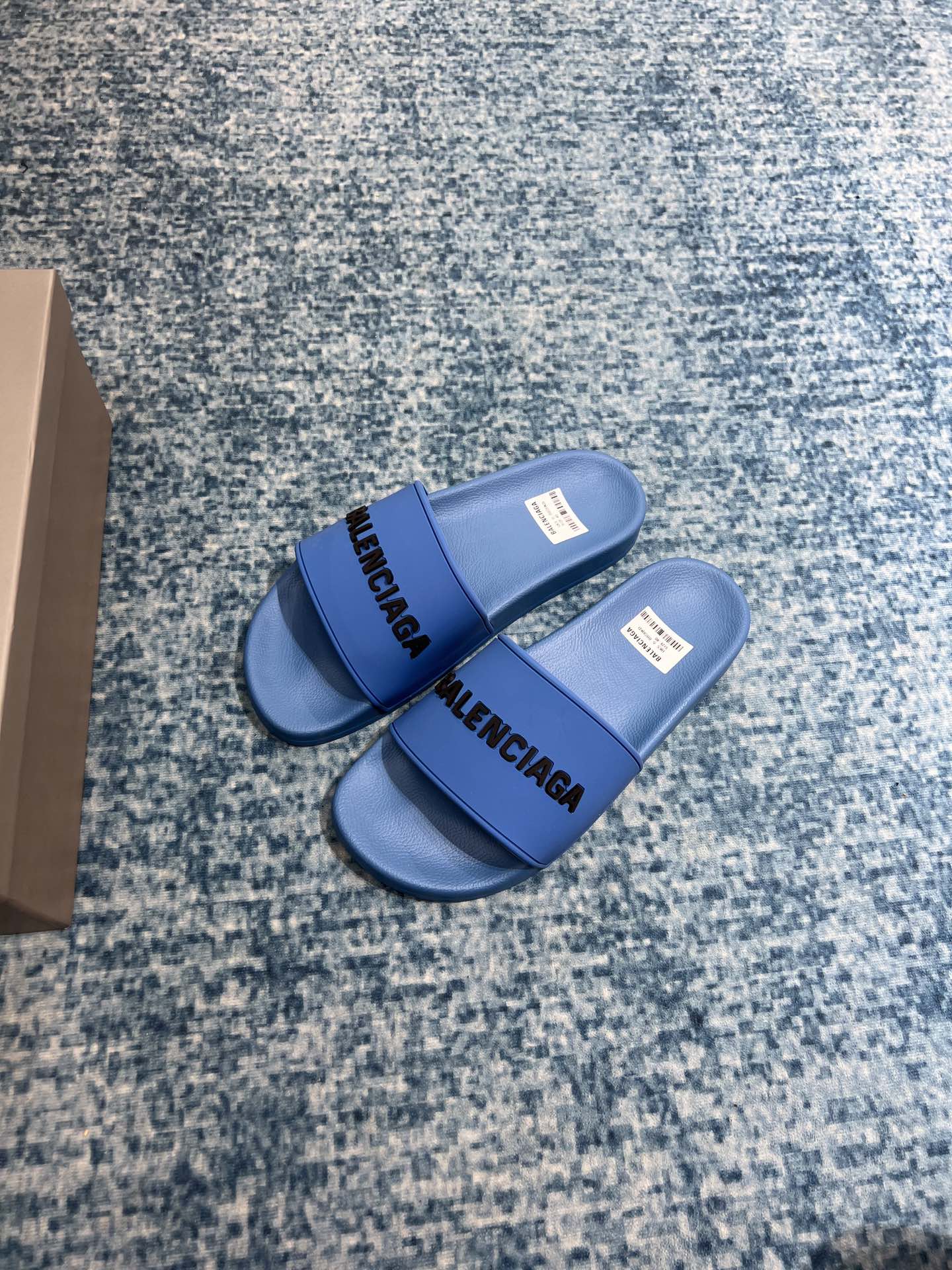 Balenciaga Pool Slide Sandal Blue For Women - Soul Replicas