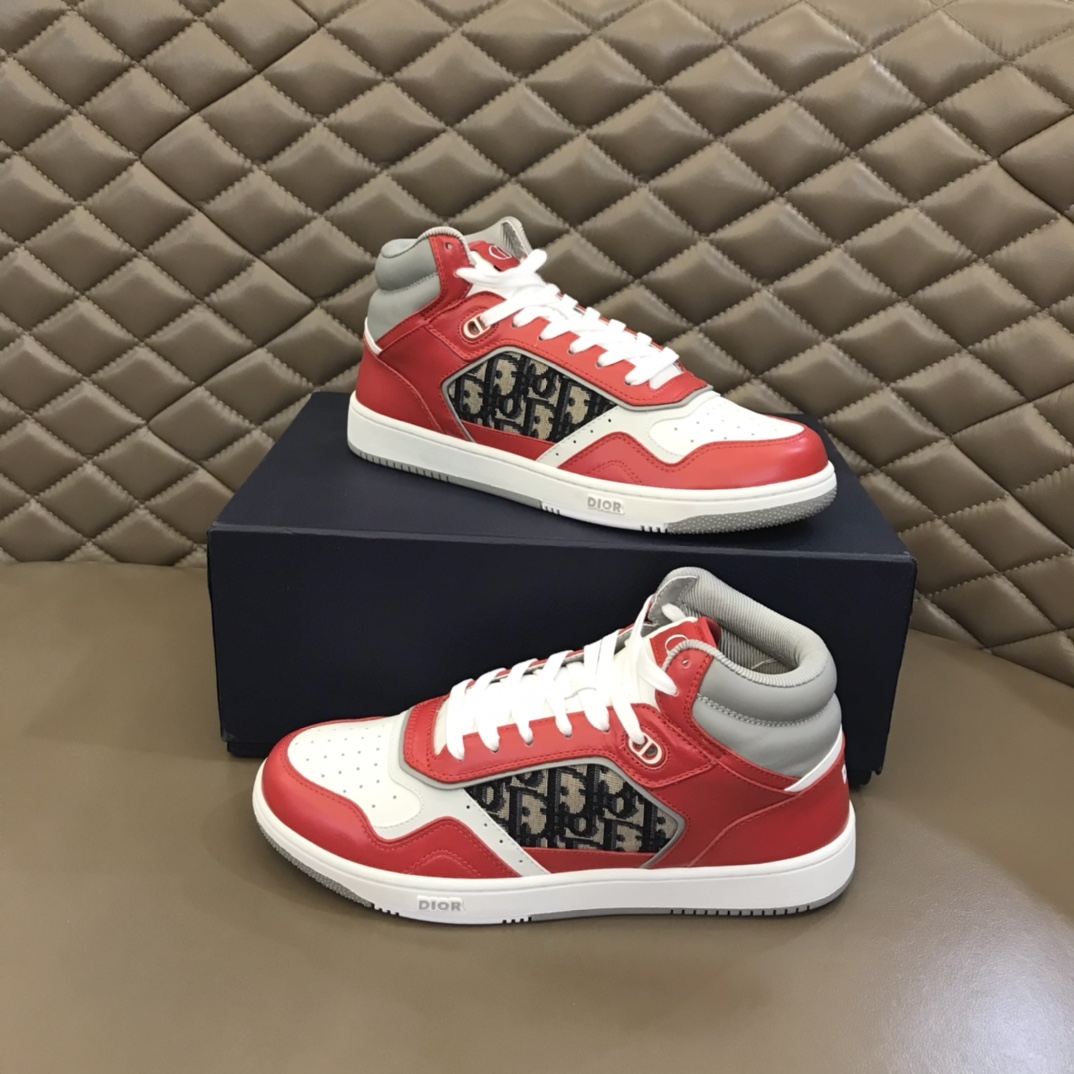 Christian Dior B27 High-Top Sneaker Red For Men CD 3SH133ZIR_H360 - Soul Replicas