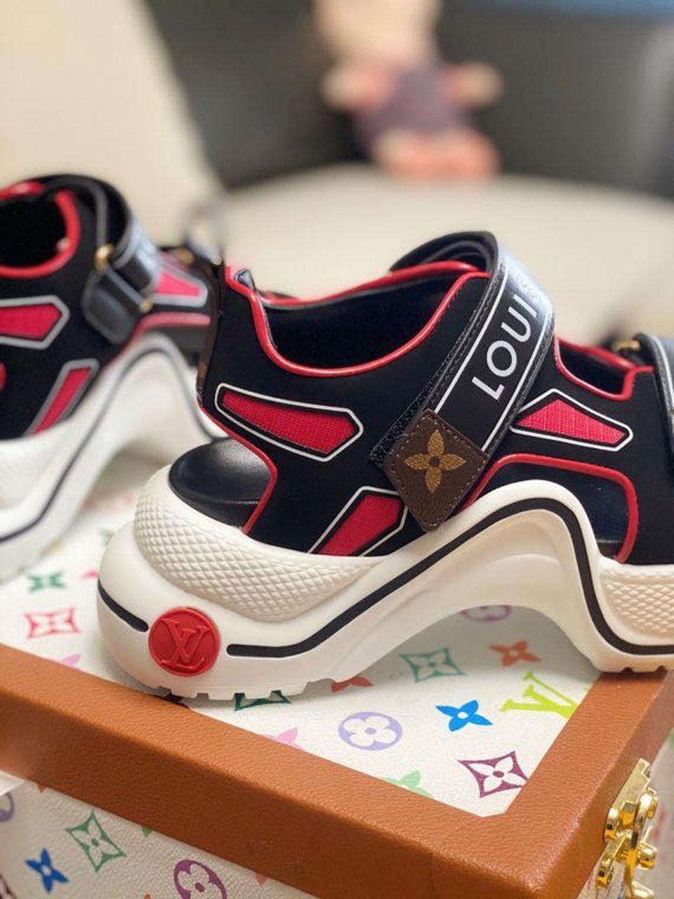 Louis Vuitton LV Archlight Flat Sandal Satin Red/Black For Women LV - Soul Replicas