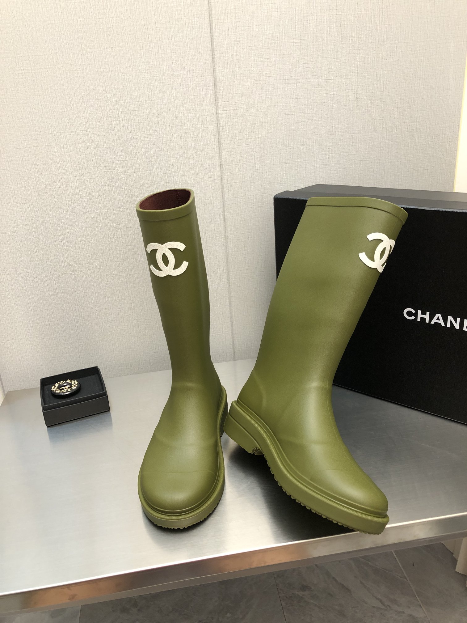 Chanel Women's Hight Boots Dark Green For Women - Soul Replicas