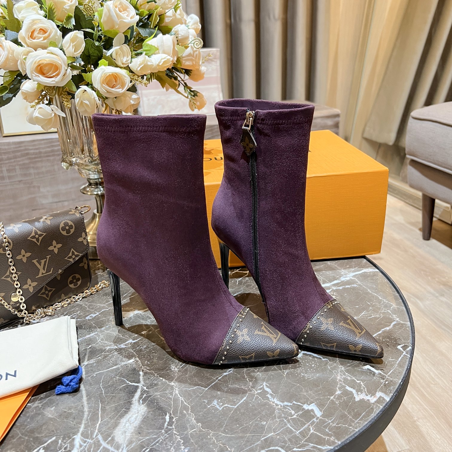 Louis Vuitton Women's Cherie Ankle Boots Violet Women LV - Soul Replicas