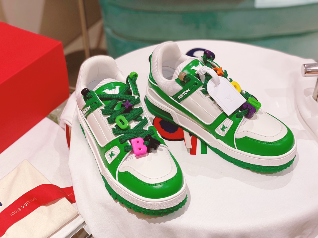 Louis Vuitton Women's LV Trainer Sneaker Green For Women LV - Soul Replicas