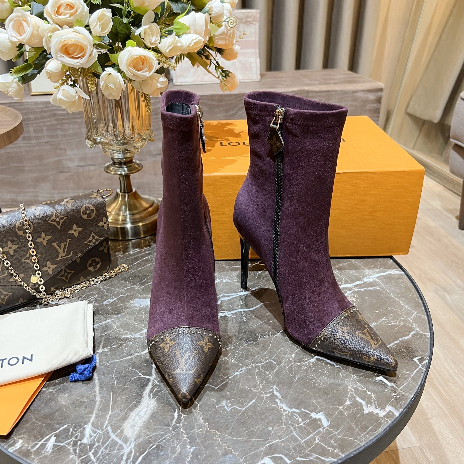 Louis Vuitton Women's Cherie Ankle Boots Violet Women LV - Soul Replicas