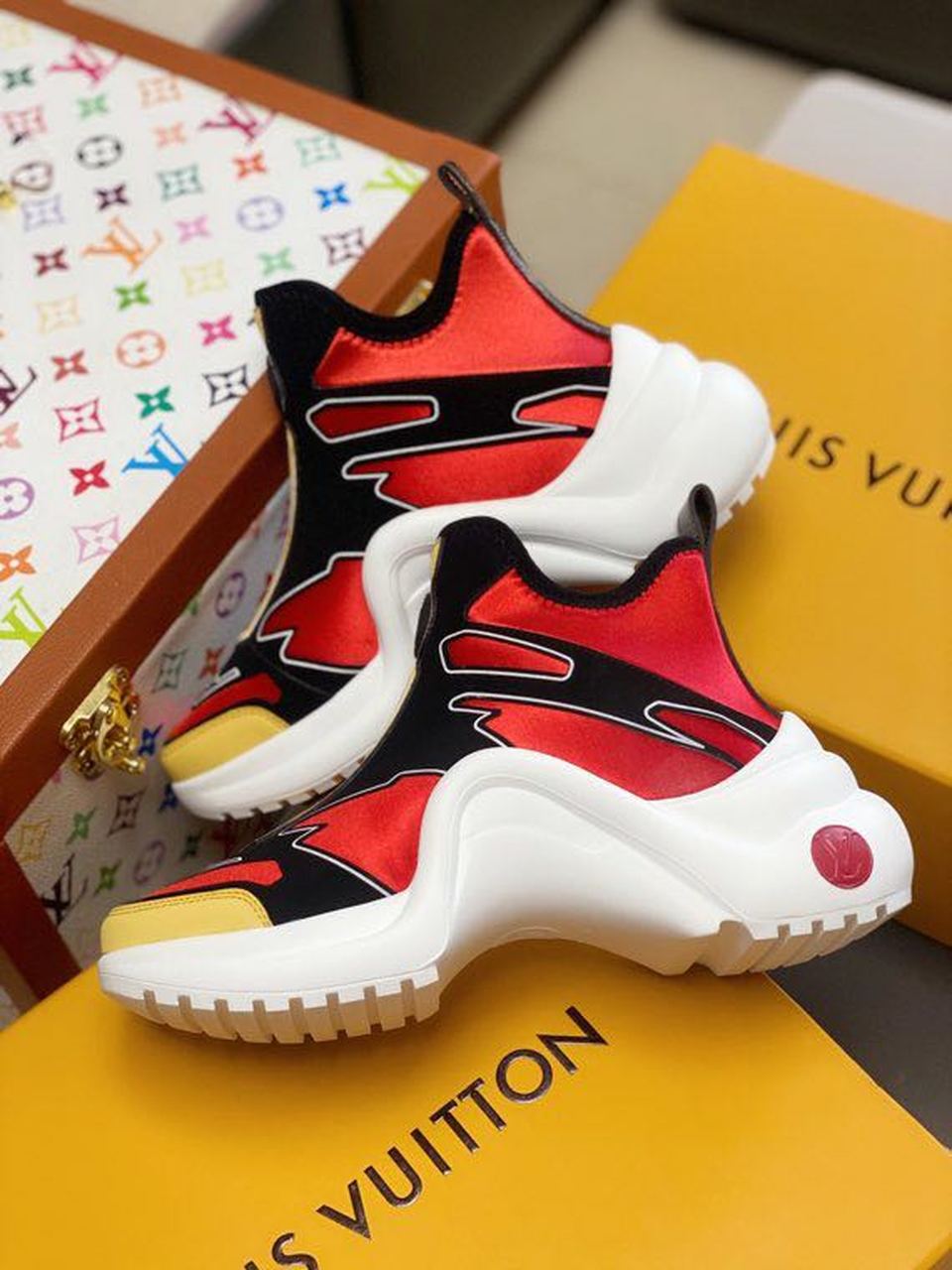 Louis Vuitton LV Archlight Sneaker Recycled Printed Nylon Red For Women LV - Soul Replicas