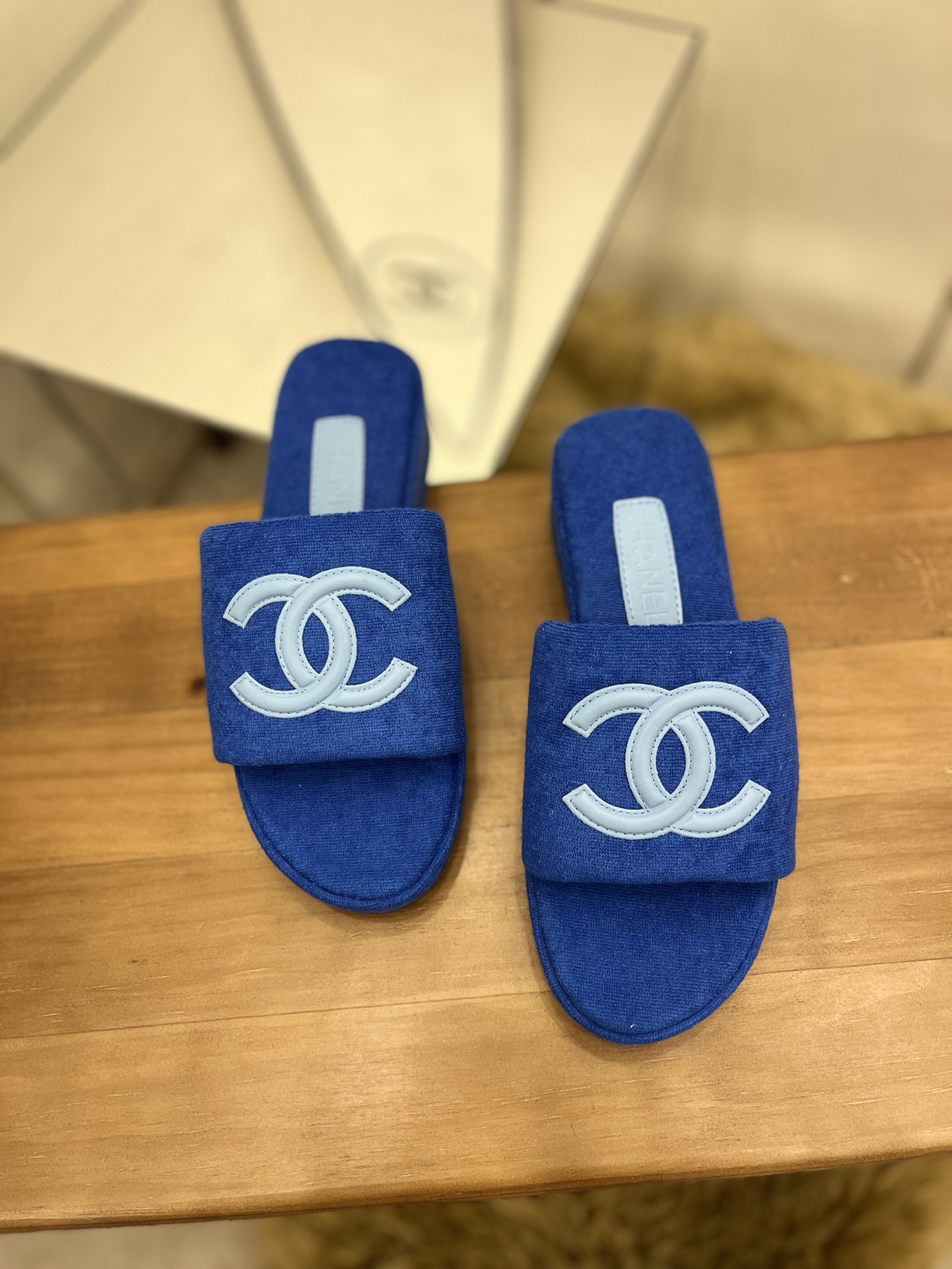 Chanel Women's Mules Blue For Women 1.5in/4cm - Soul Replicas