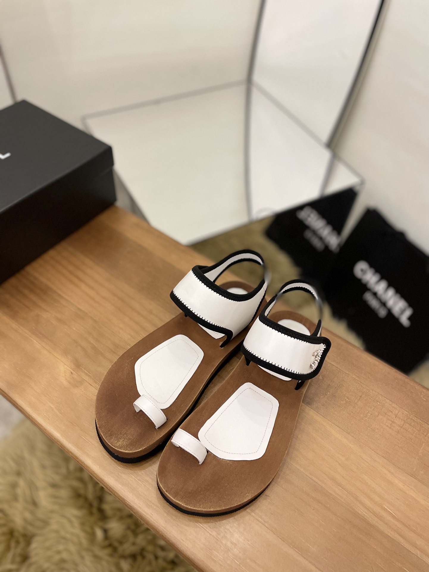 CHANEL WOMEN's Velcro Flops Sandals White For Women - Soul Replicas