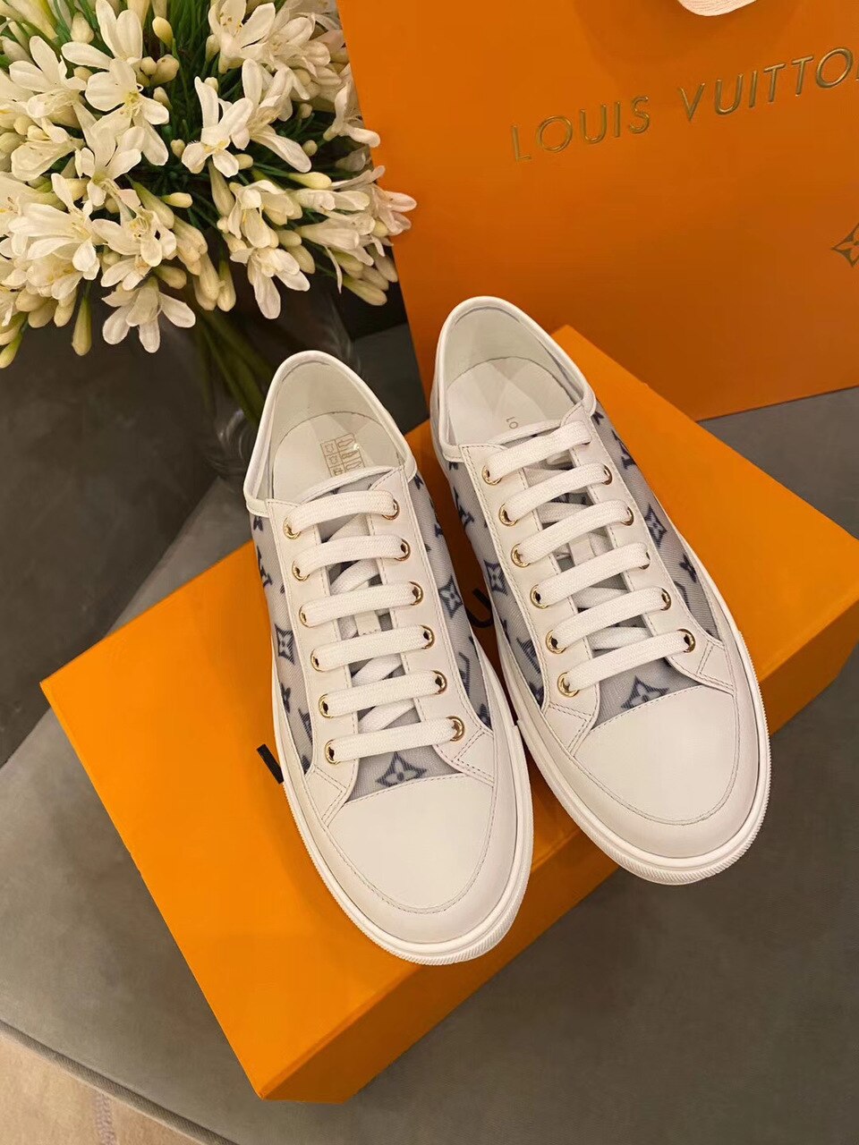 Louis Vuitton Stellar Sneaker Monogram Denim White/Blue For Women LV - Soul Replicas