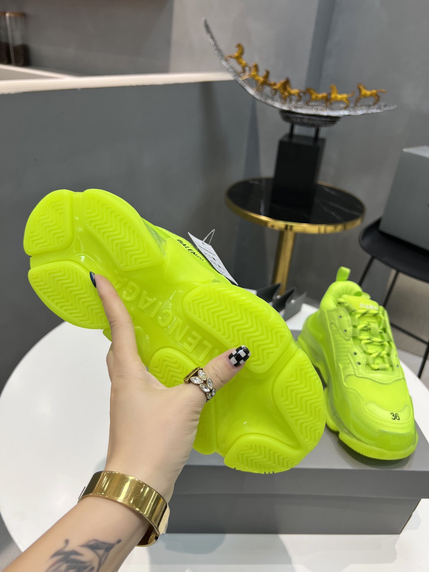 Balenciaga Triple S Trainers Clear Sole Yellow For Women - Soul Replicas