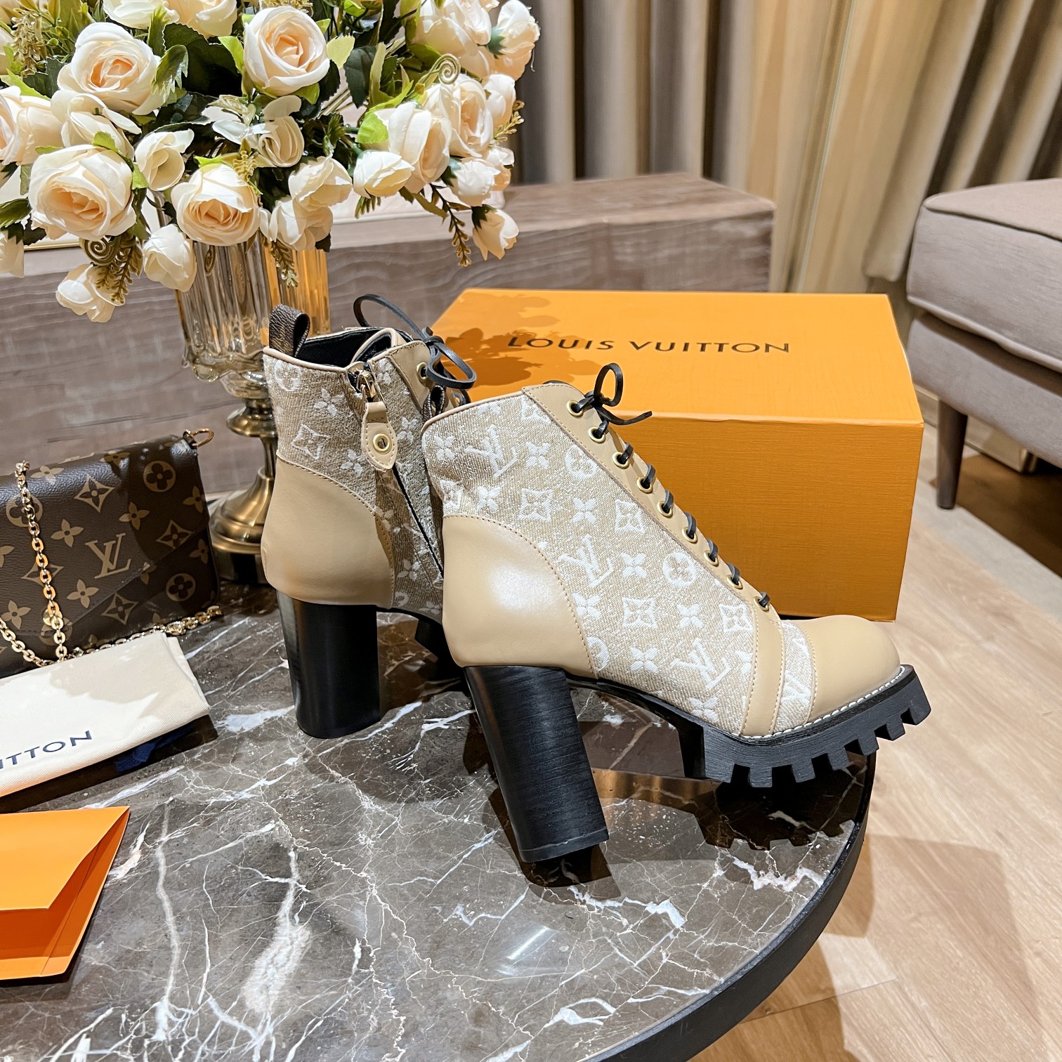 Louis Vuitton Women's Star Trail Ankle Boot Beige For Women LV - Soul Replicas