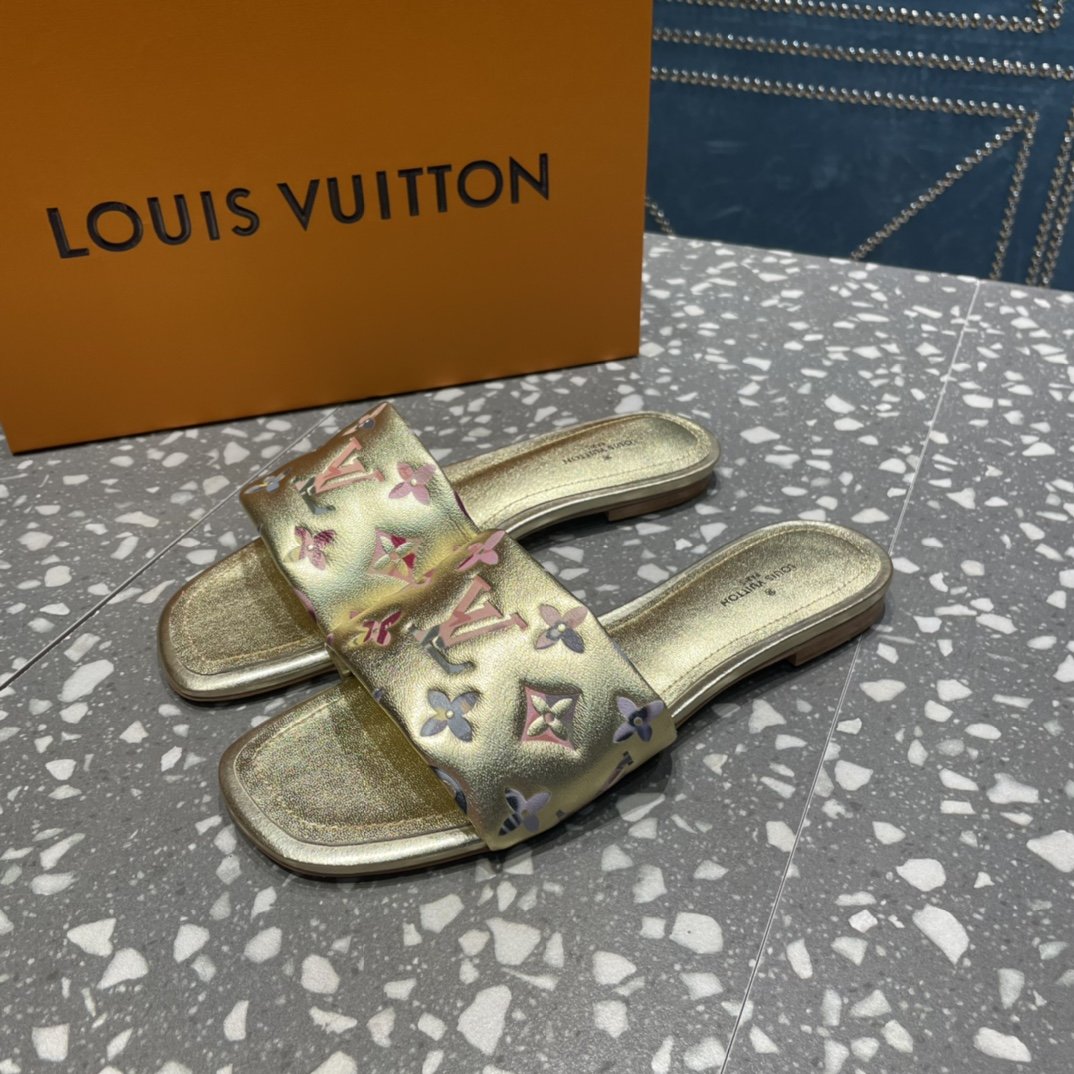 Louis Vuitton Women's Revival Flat Mule Gold For Women LV - Soul Replicas