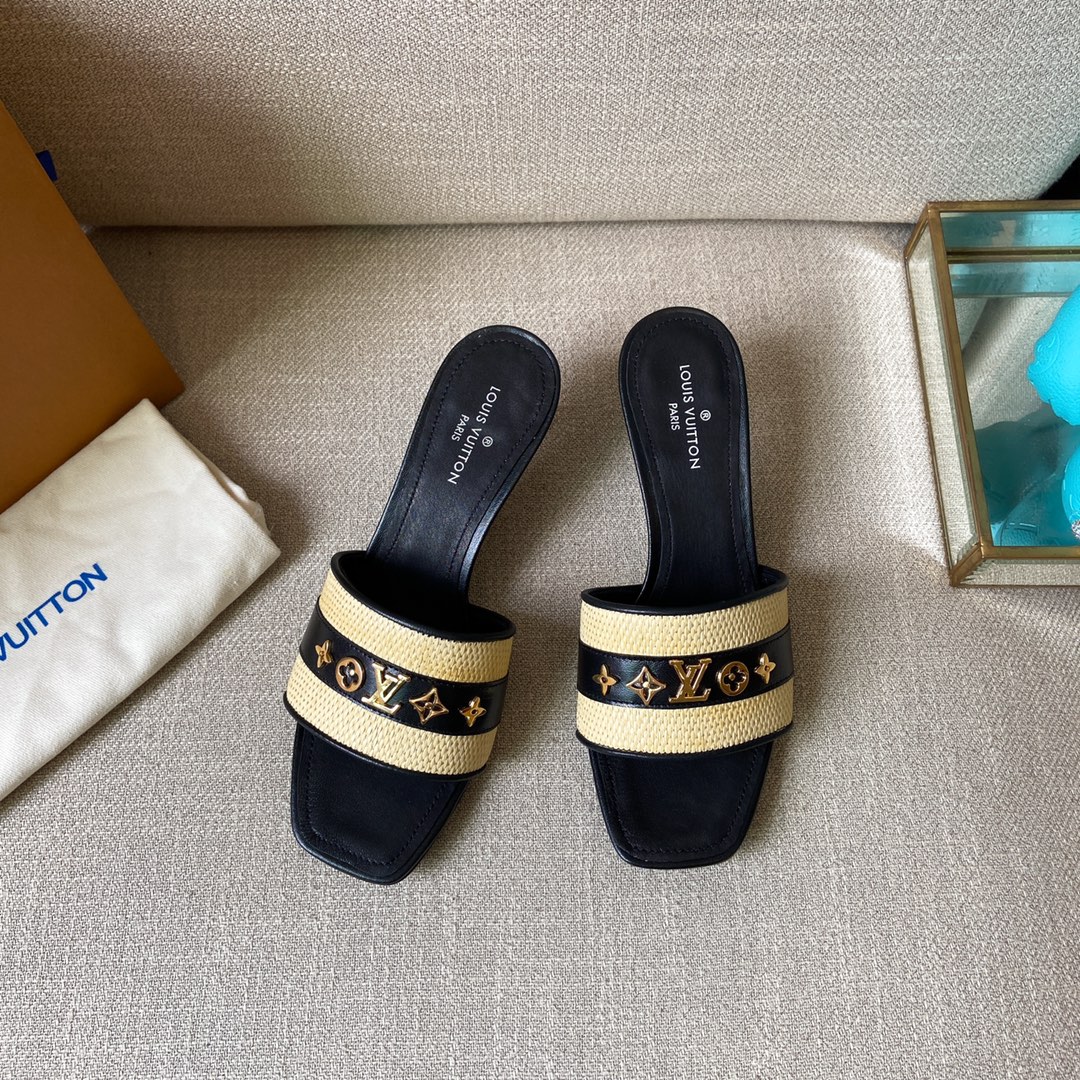 Louis Vuitton Women's Lock It Mule Black For Women LV 2.2in/5.5cm - Soul Replicas