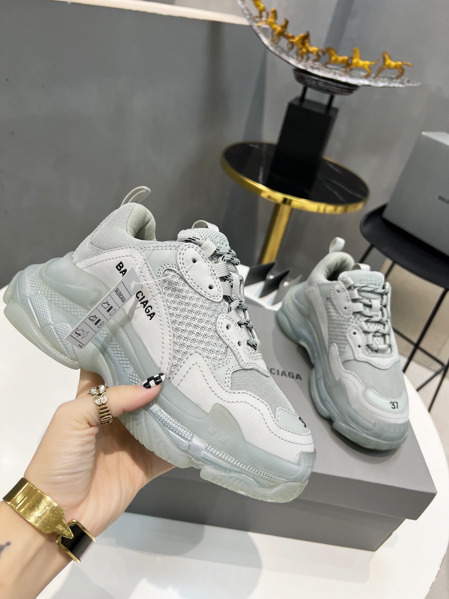 Balenciaga Triple S Trainers Clear Sole White For Women - Soul Replicas