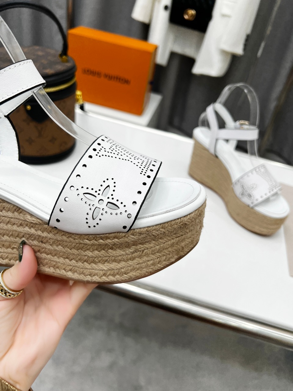 Louis Vuitton Women's Starboard Wedge Sandal White For Women LV 1A9PKT - Soul Replicas