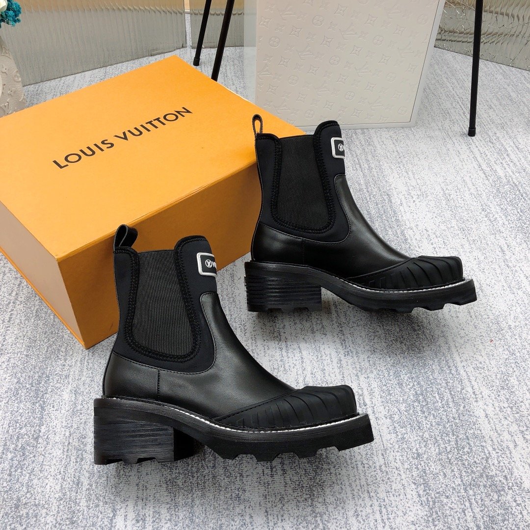 Louis Vuitton LV Beaubourg Ankle Boot Neoprene Black For Women LV - Soul Replicas