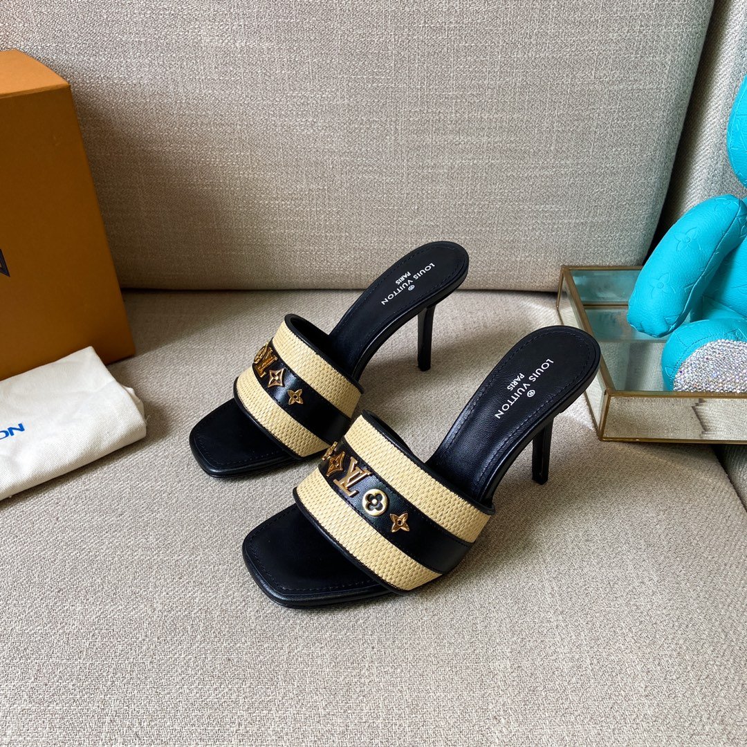 Louis Vuitton Women's Lock It Mule Black For Women LV 3.7in/9.5cm - Soul Replicas