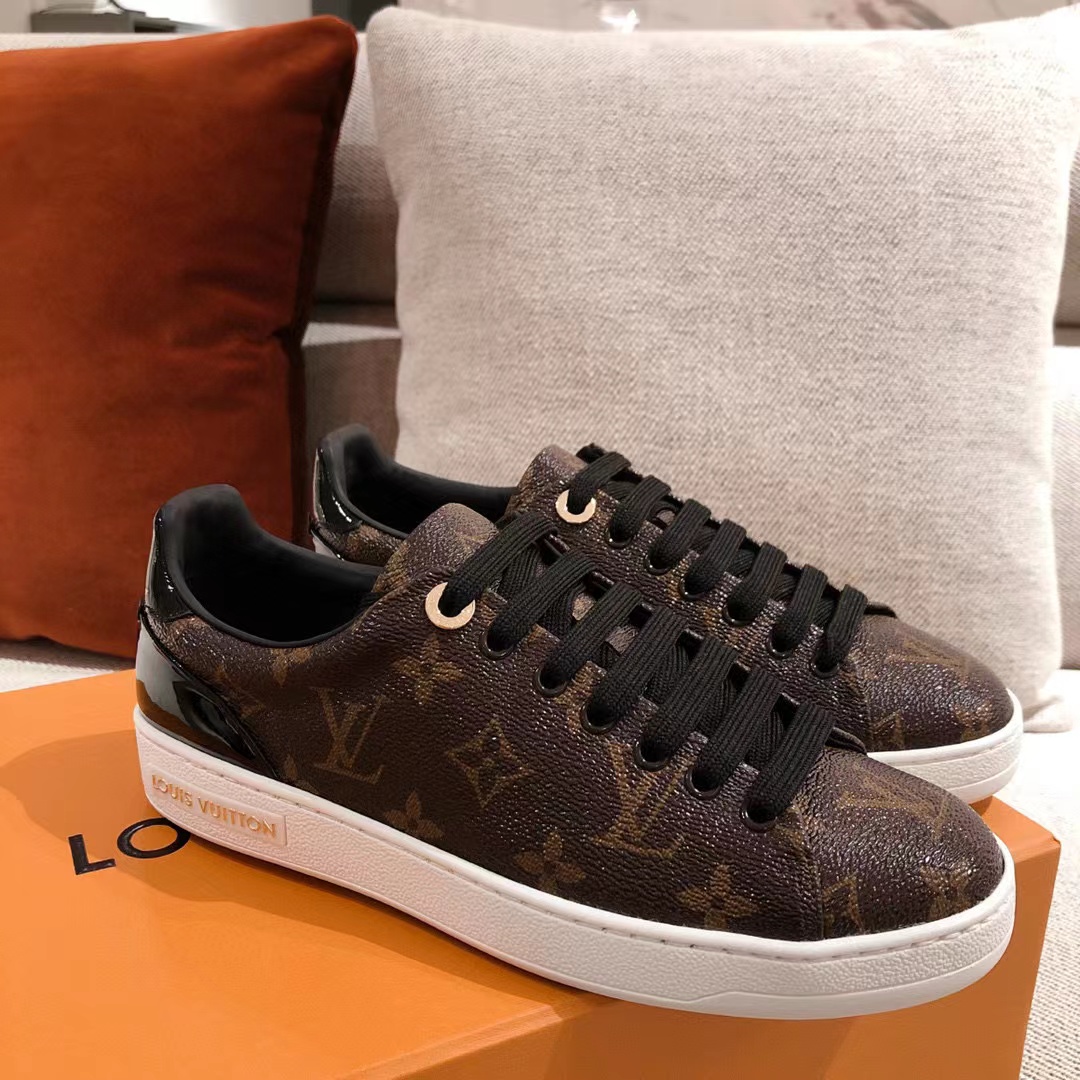 Louis Vuitton Time Out Sneaker Patent Monogram Material Brown For Women LV 1A8FJM - Soul Replicas