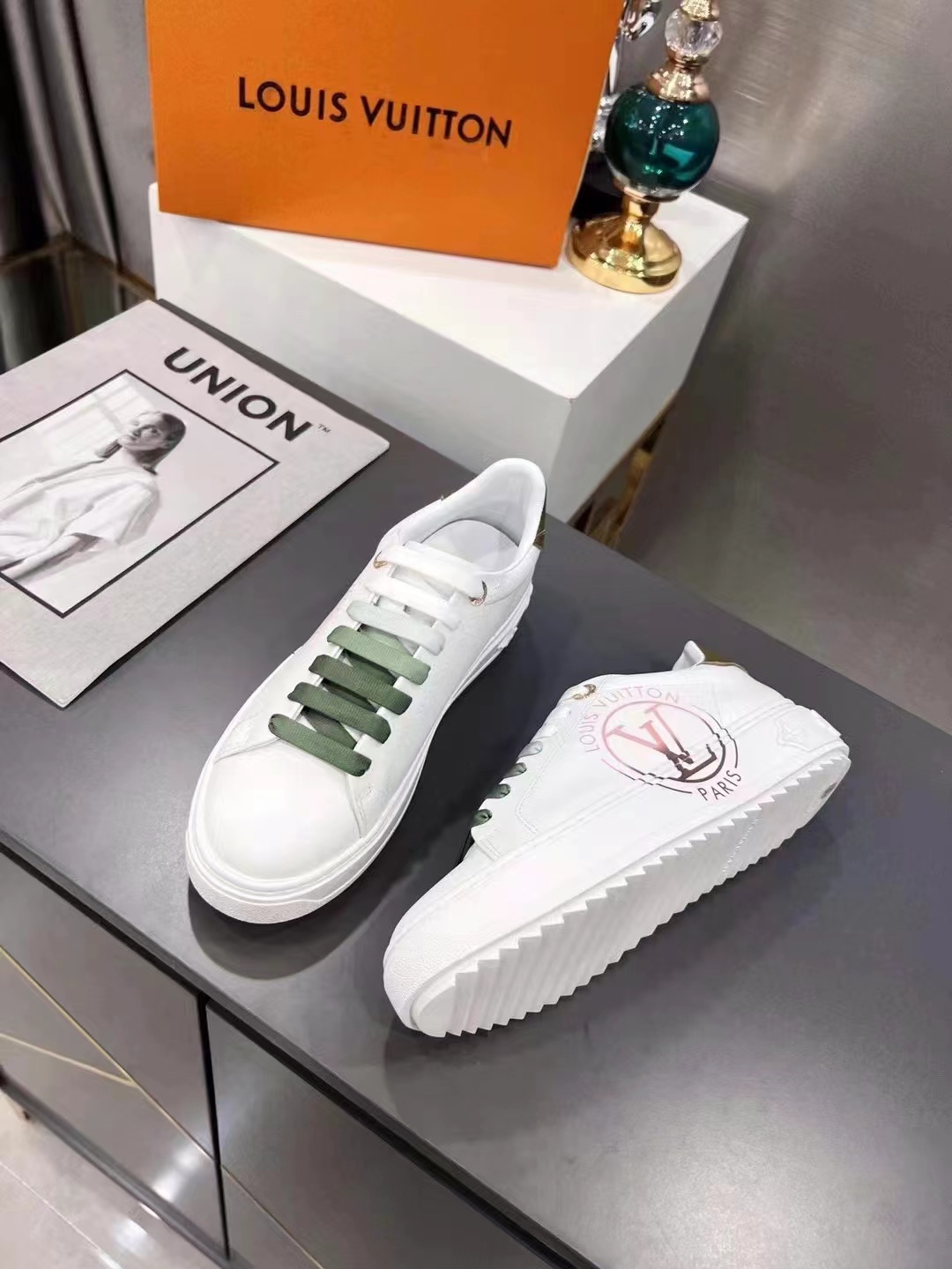 Louis Vuitton Women's Time Out Sneaker Khaki Green For Women LV 1AA1C3 - Soul Replicas