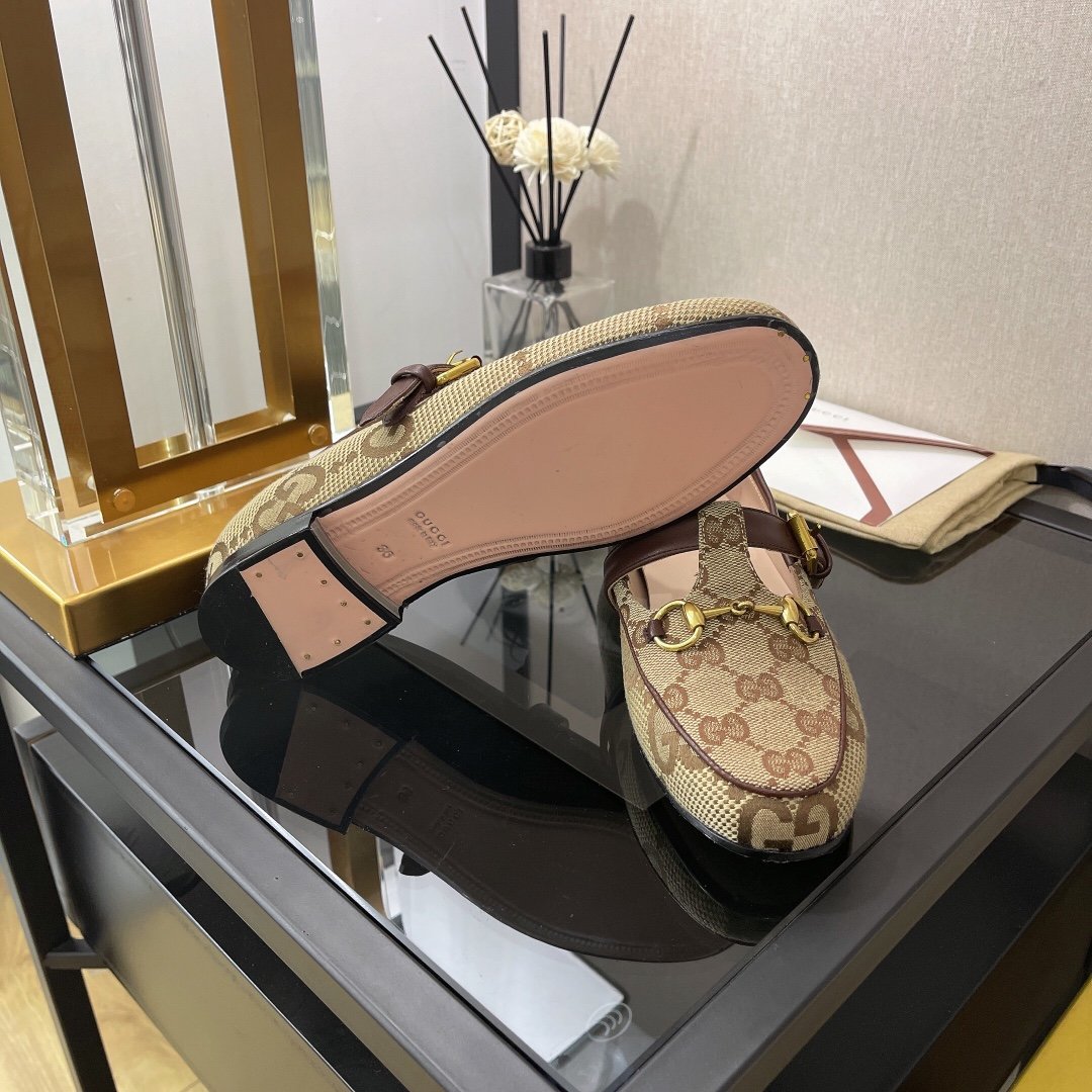 Gucci Women's Jordan Gucci Loafer By Canvas Fabric Brown For Women Gucci - Soul Replicas