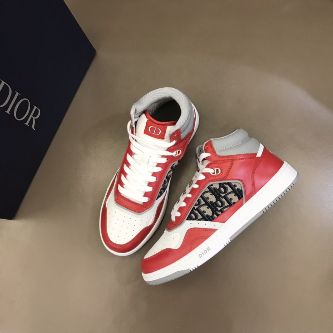 Christian Dior B27 High-Top Sneaker Red For Men CD 3SH133ZIR_H360 - Soul Replicas