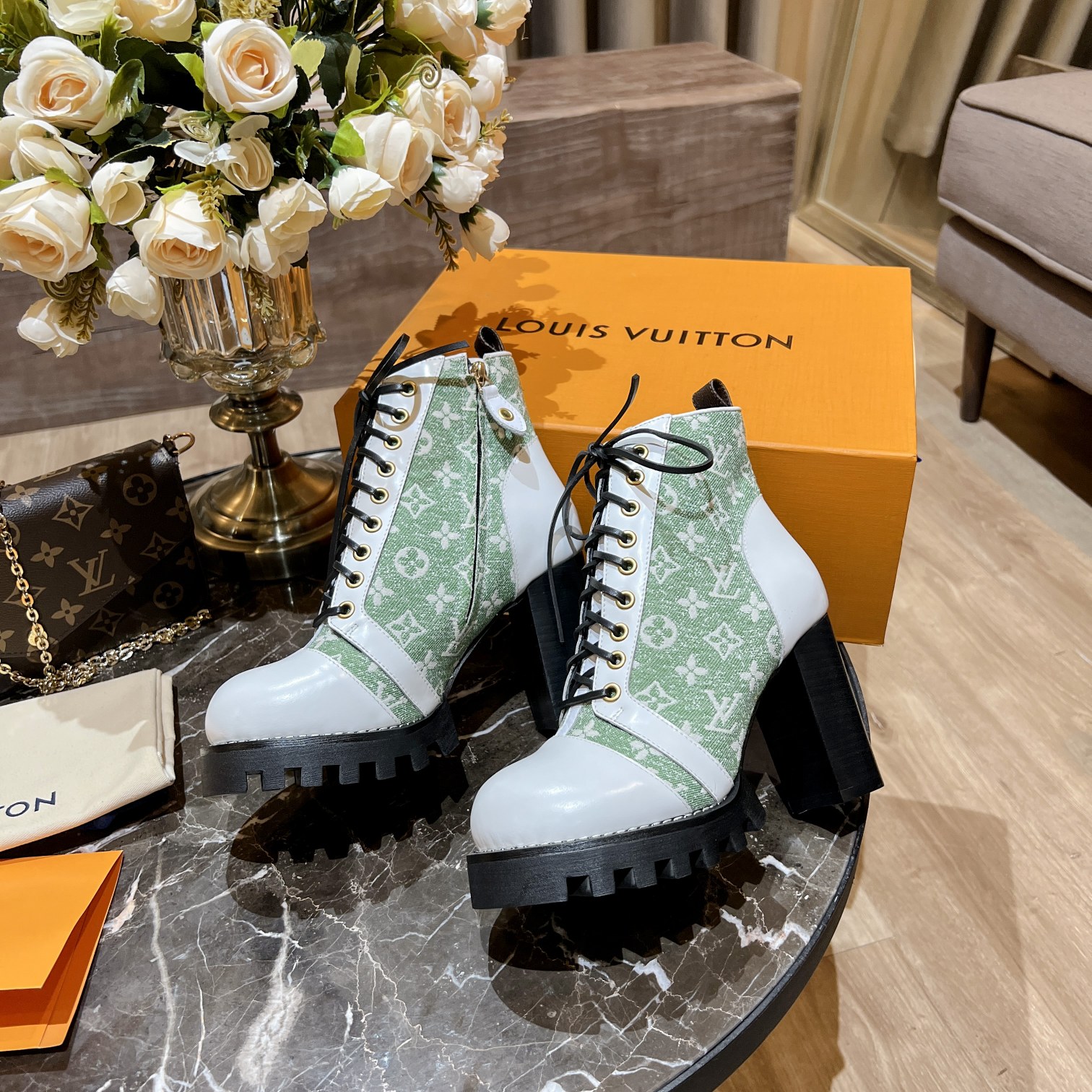 Louis Vuitton Women's Star Trail Ankle Boot Green For Women LV - Soul Replicas