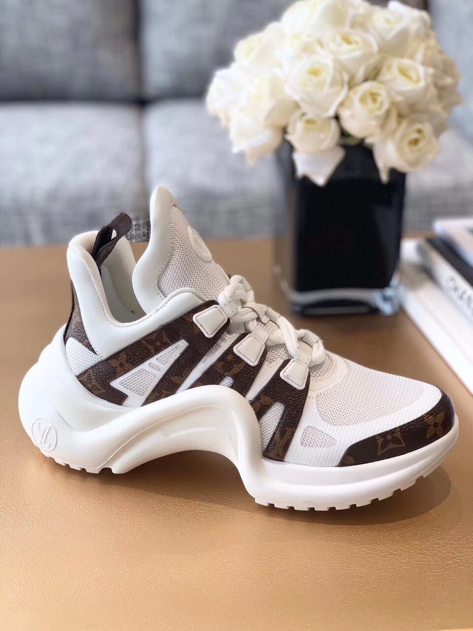 Louis Vuitton LV Archlight Sneaker Patent Monogram Material And Technical Fabrics White For Women LV 1A43L1 - Soul Replicas