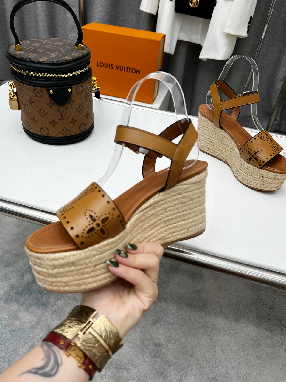 Louis Vuitton Women's Starboard Wedge Sandal Brown For Women LV 1A9PLN - Soul Replicas