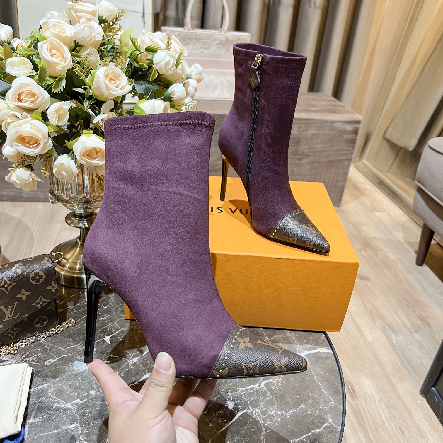 Louis Vuitton Women's Cherie Ankle Boots Violet Women LV - Soul Replicas