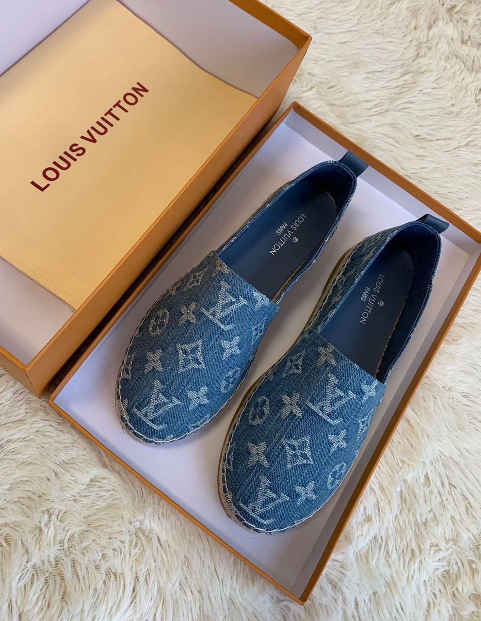 Louis Vuitton Starboard Flat Espadrille Monogram Denim Navy Blue For Women LV 1A9PUP - Soul Replicas