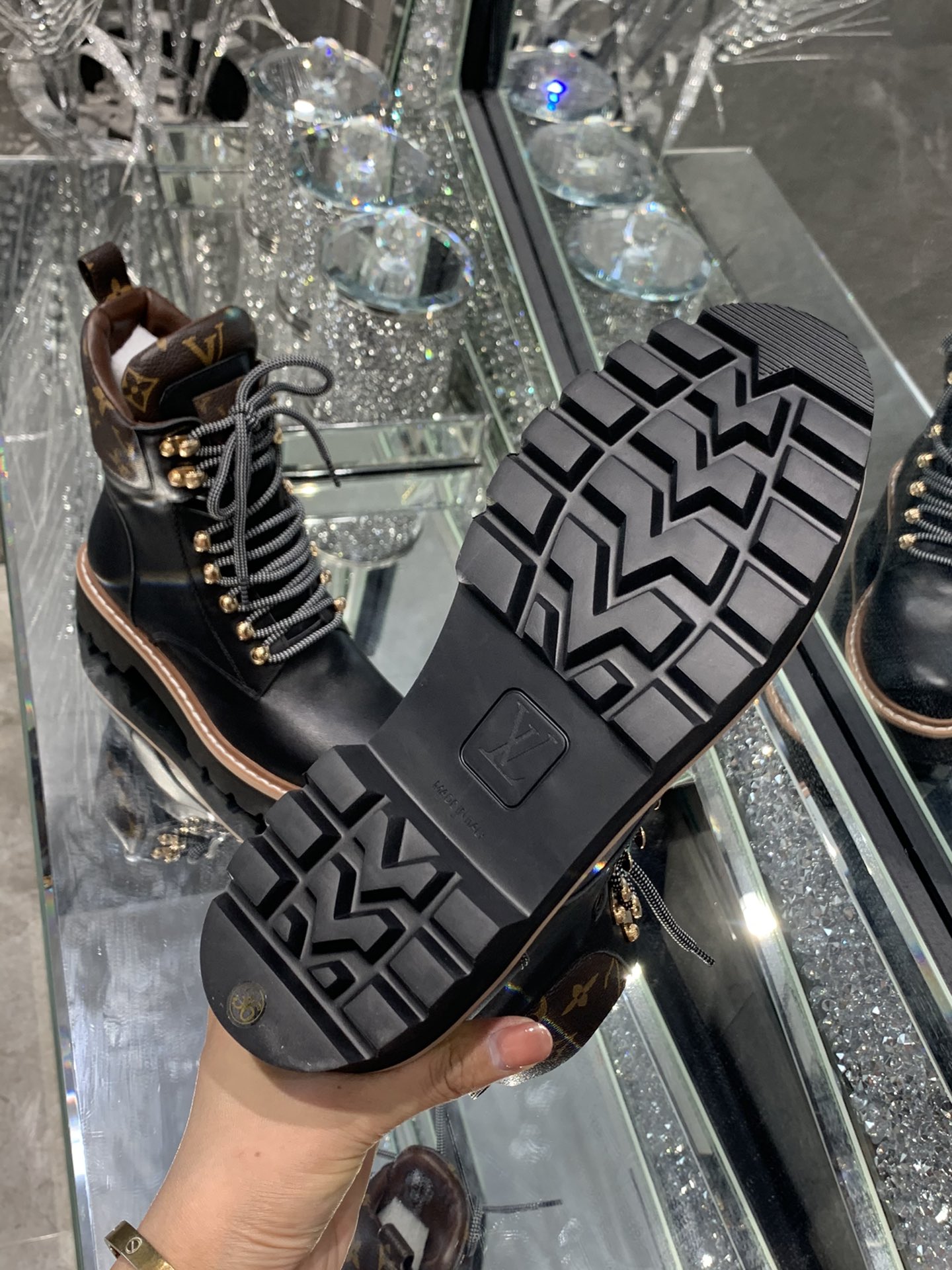 Louis Vuitton Women's Territory Flat Military Boot Black For Women LV 1A958N - Soul Replicas