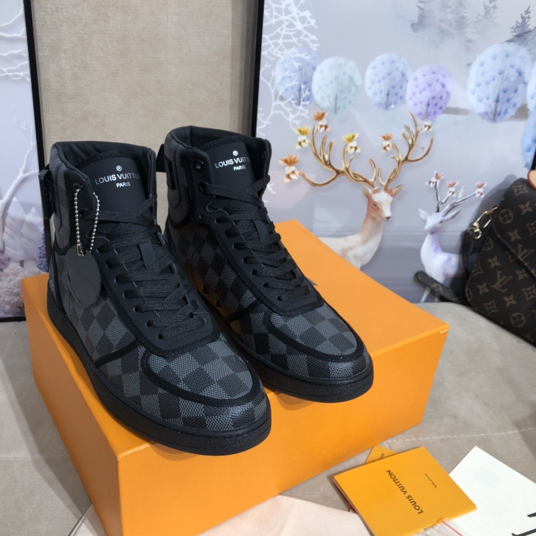 Louis Vuitton Boombox Sneaker Boot Patent Monogram Material Black For Women LV - Soul Replicas