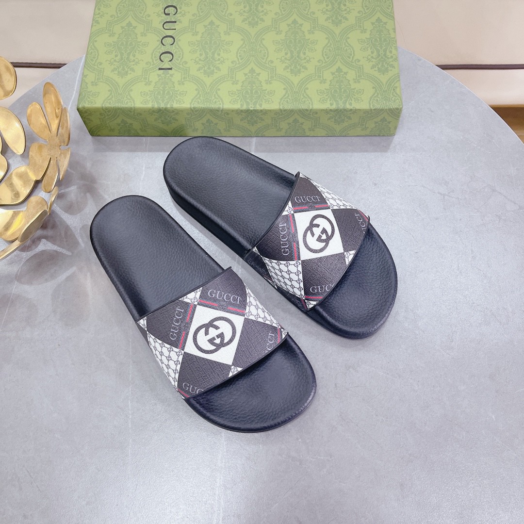 Gucci Women's Logo Gucci Supreme Slides With Web Black For Women 408508 - Soul Replicas