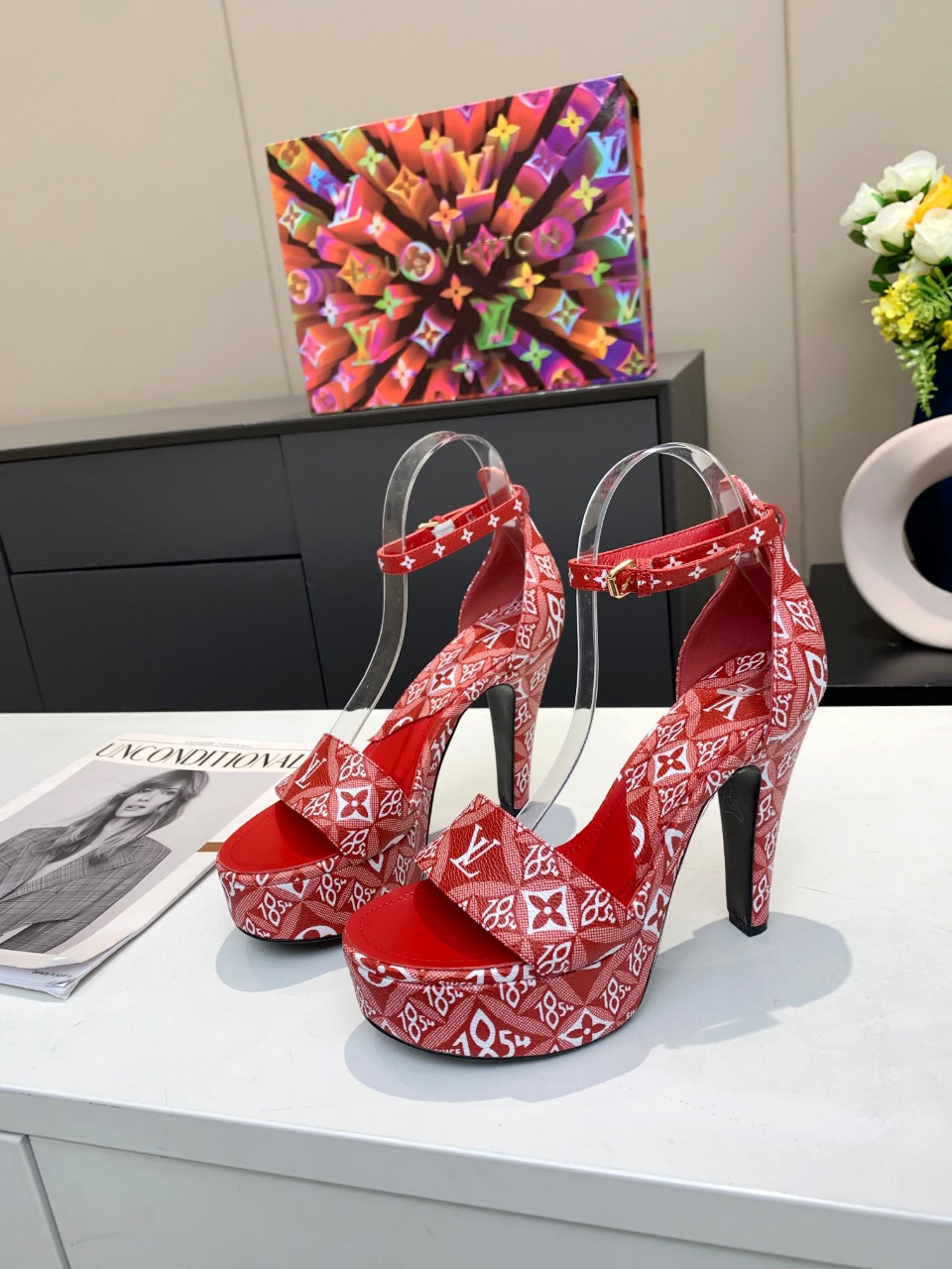 Louis Vuitton Women's Afterglow Platform Sandal Red For Women LV - Soul Replicas