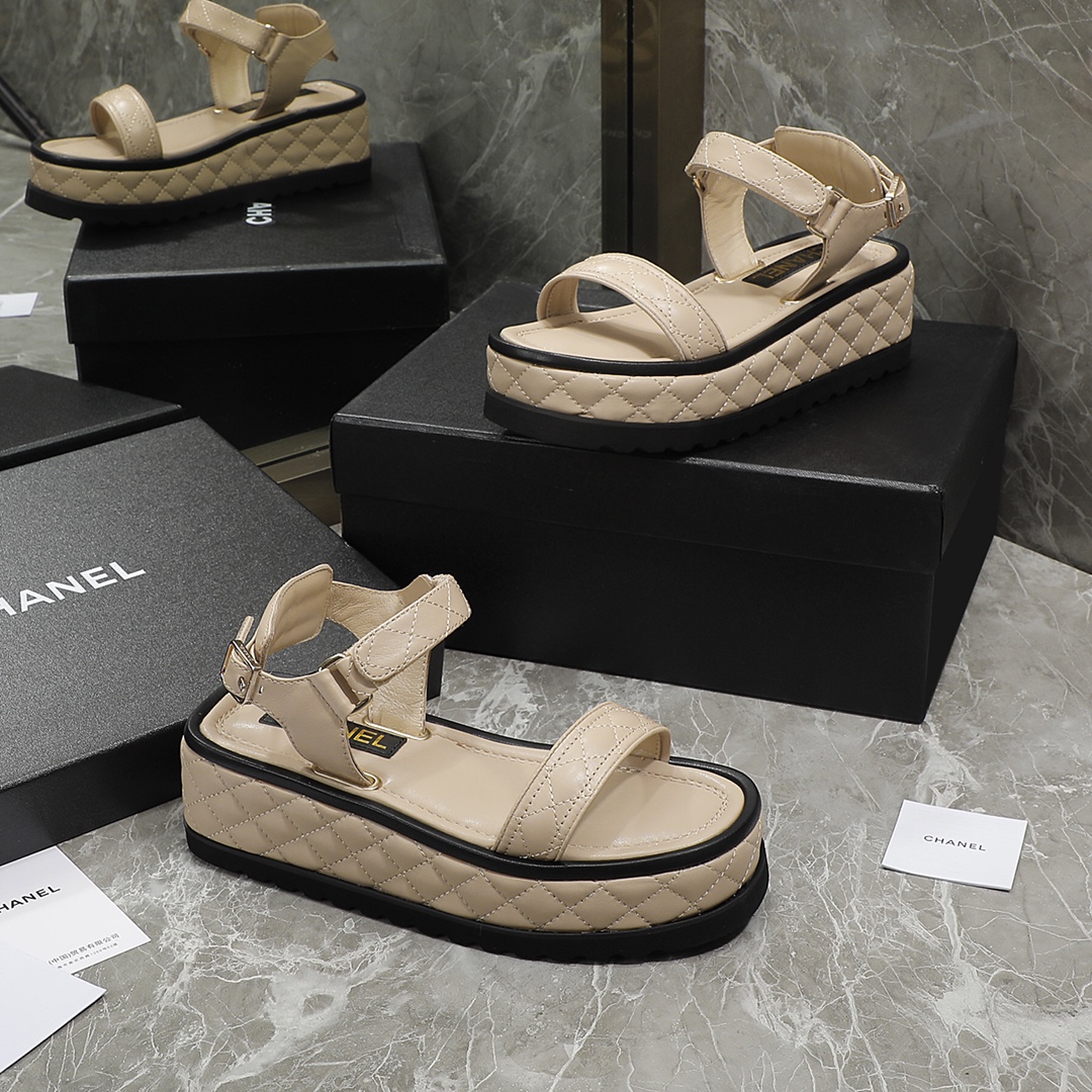 Chanel Women's Sandals Beige For Women 2in/5cm G39143 X01000 K4381 - Soul Replicas