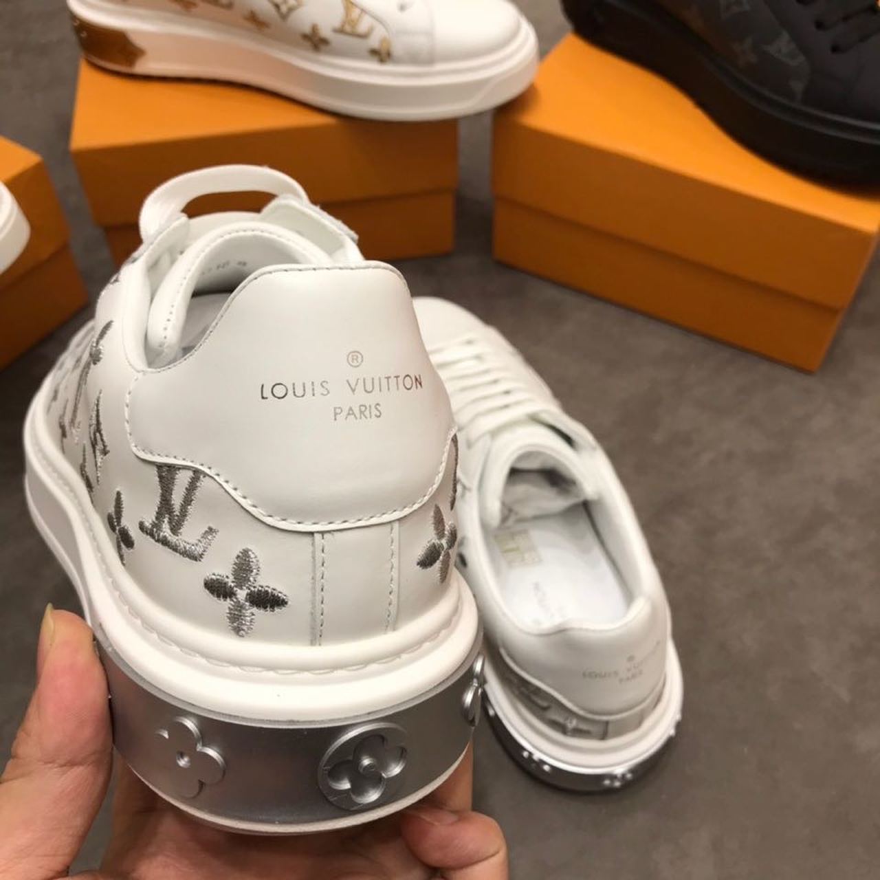 Louis Vuitton Time Out Sneaker White/Silver For Women LV - Soul Replicas