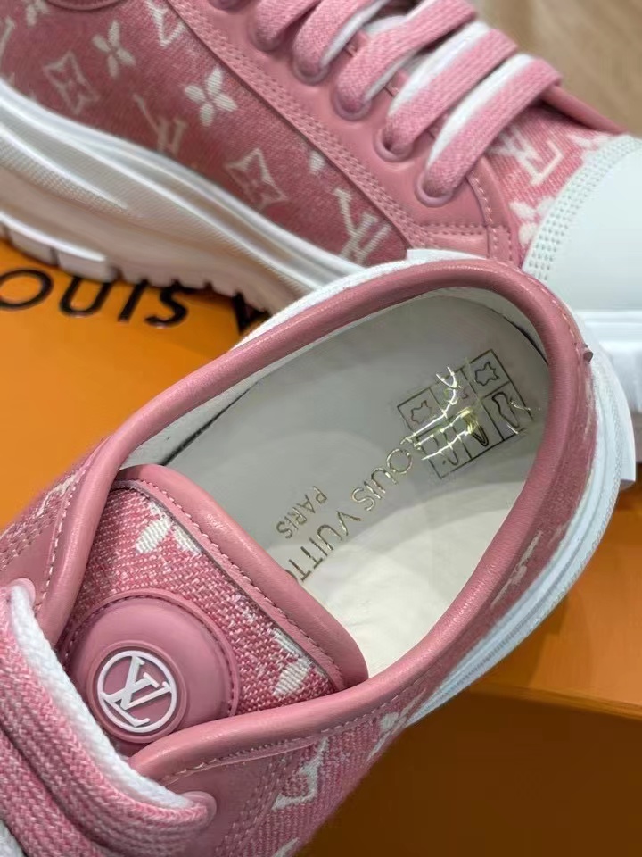 Louis Vuitton Squad Sneaker Monogram Denim Pink For Women LV 1A9S0M - Soul Replicas