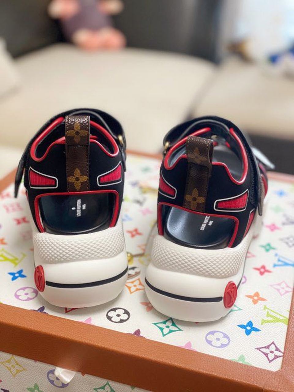 Louis Vuitton LV Archlight Flat Sandal Satin Red/Black For Women LV - Soul Replicas