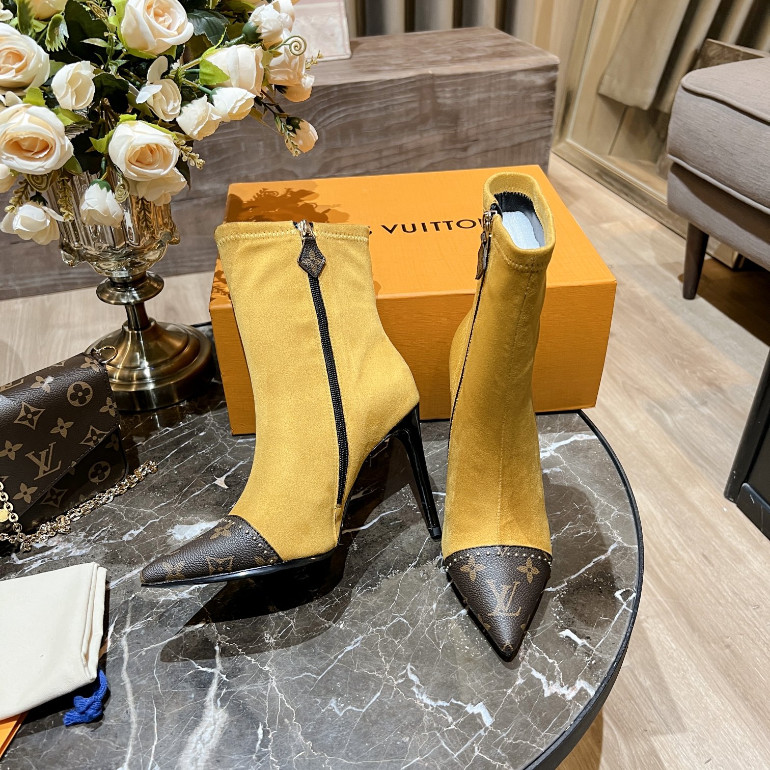 Louis Vuitton Women's Cherie Ankle Boots Yellow Women LV - Soul Replicas