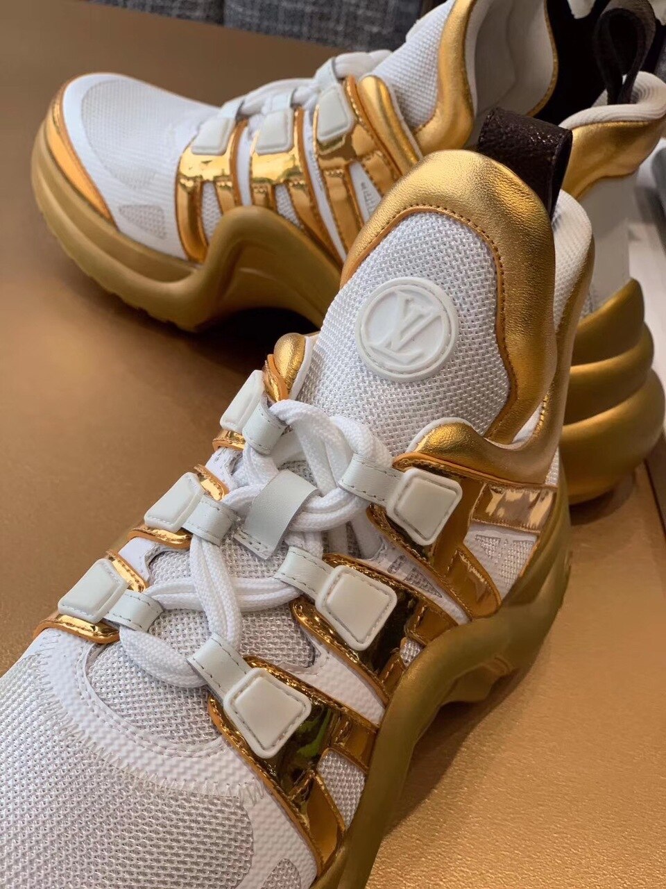 Louis Vuitton LV Archlight Sneaker Monogram Material White/Gold For Women LV - Soul Replicas