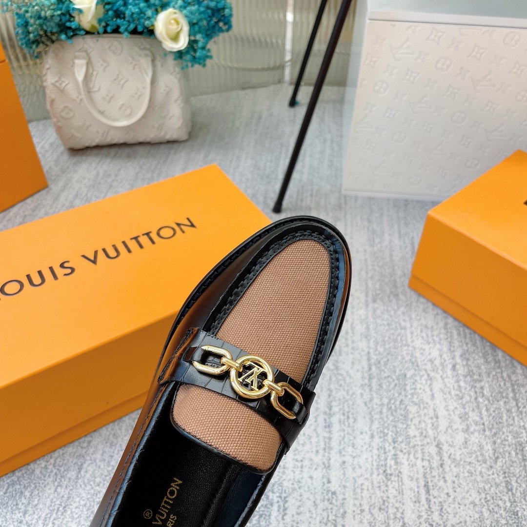 Louis Vuitton Women's Chess Flat Loafe Black And Beige  For Women LV - Soul Replicas